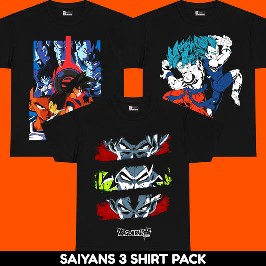 Saiyans 3-Shirt Pack